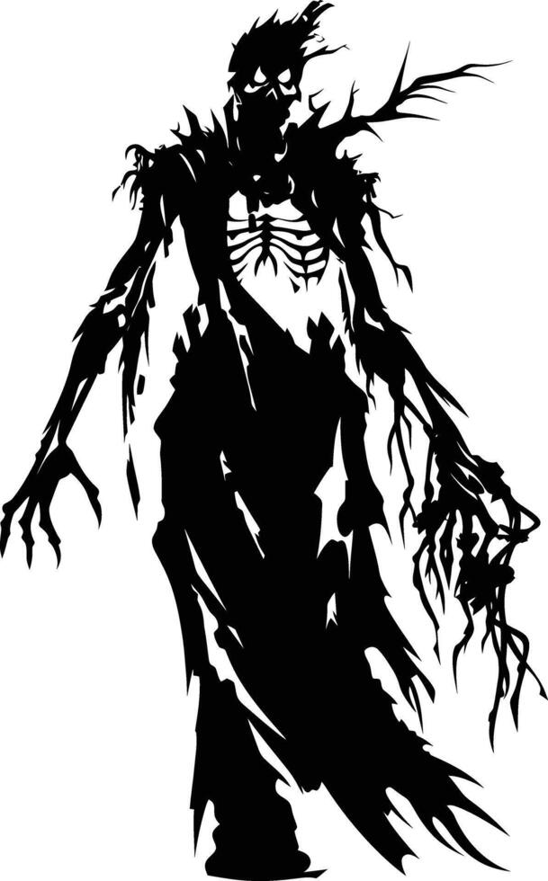 AI generated Silhouette undead lich black color only full body vector