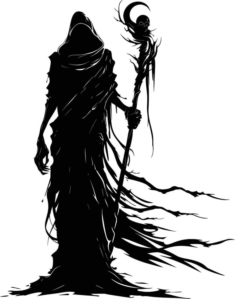 AI generated Silhouette undead lich black color only full body vector