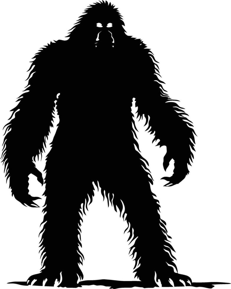 AI generated Silhouette Yeti the Mythical Creature ancient beast black color only vector