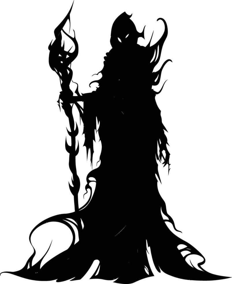 AI generated Silhouette undead lich black color only full body vector