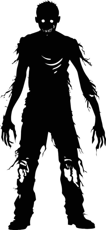 AI generated Silhouette zombie black color only full body vector