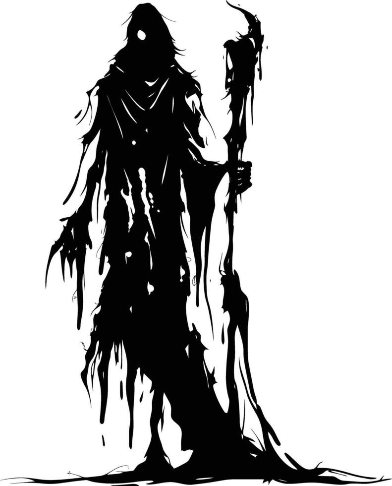 AI generated Silhouette undead lich black color only full body vector