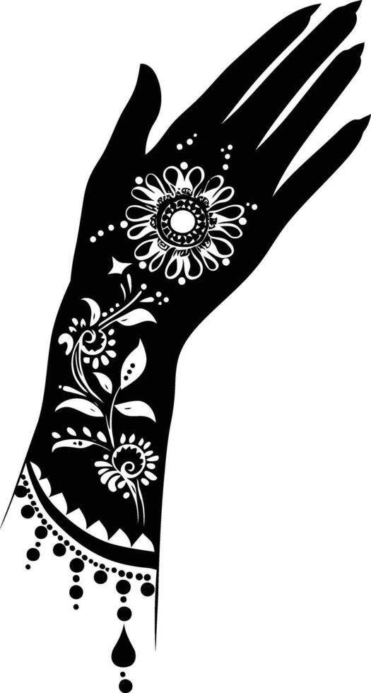 AI generated Silhouette wrist with henna tattoo mandala tattoo black color only vector