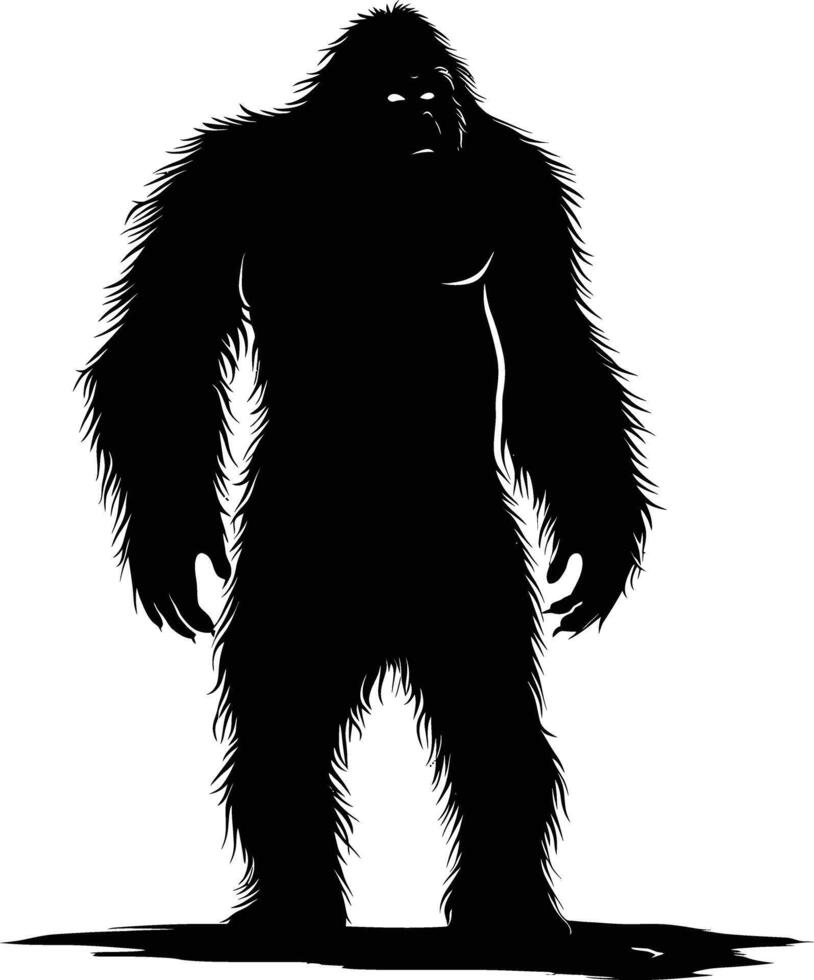 ai generado silueta yeti el mítico criatura antiguo bestia negro color solamente vector