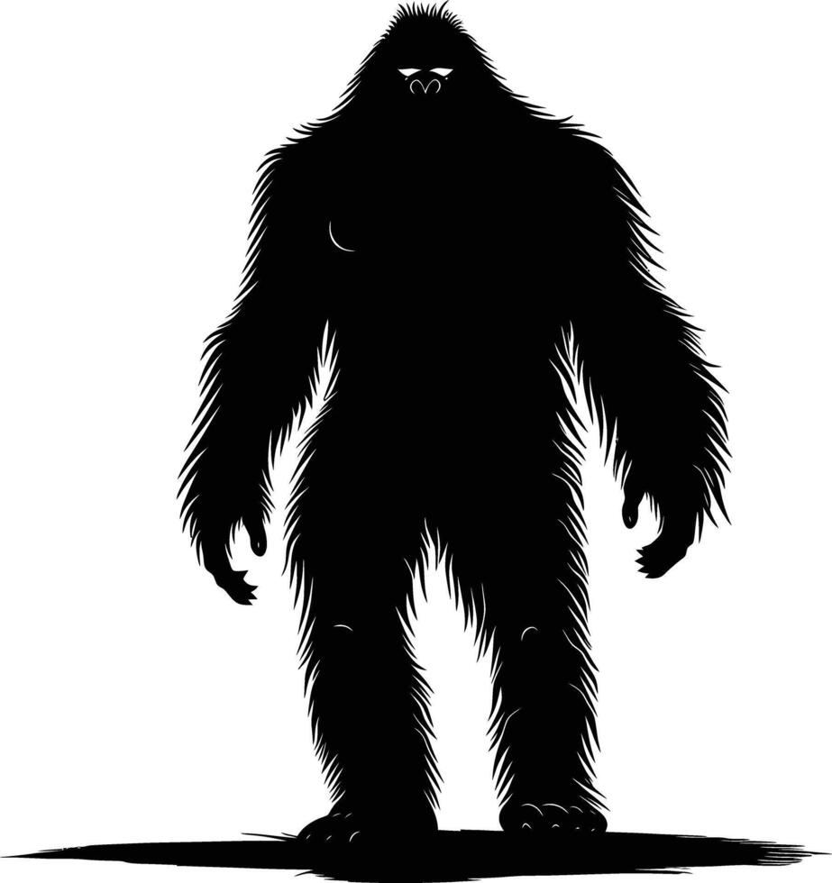 AI generated Silhouette Yeti the Mythical Creature ancient beast black color only vector