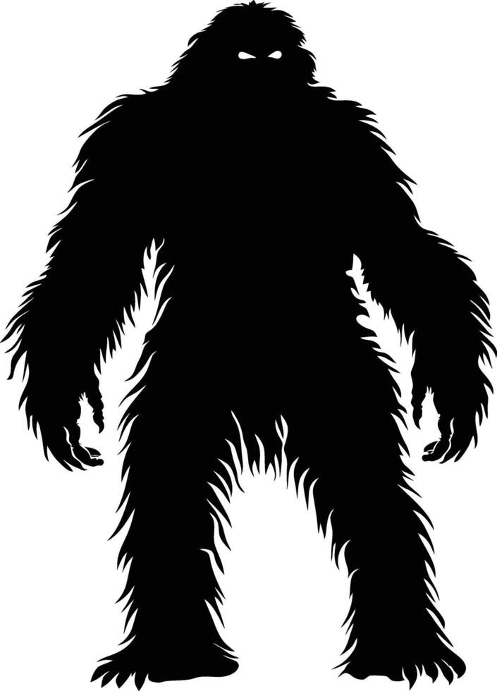 AI generated Silhouette Yeti the Mythical Creature ancient beast black color only vector