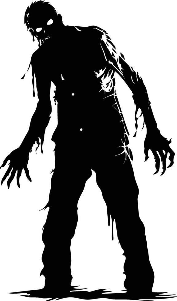 AI generated Silhouette zombie black color only full body vector