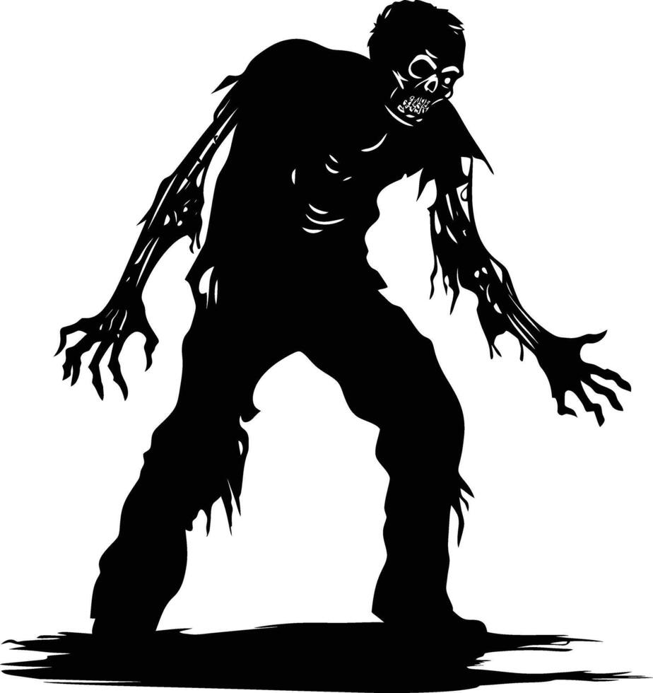 AI generated Silhouette zombie black color only full body vector