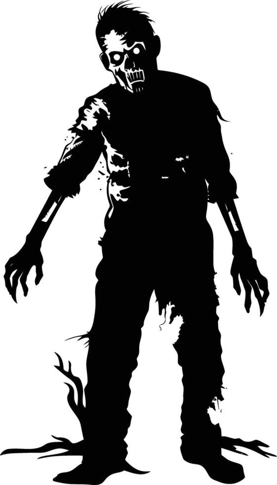 AI generated Silhouette zombie black color only full body vector