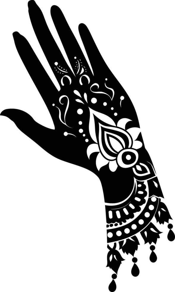 ai generado silueta muñeca con alheña tatuaje mandala tatuaje negro color solamente vector