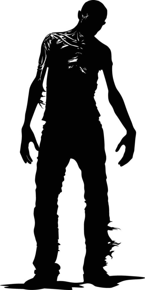 AI generated Silhouette zombie black color only full body vector