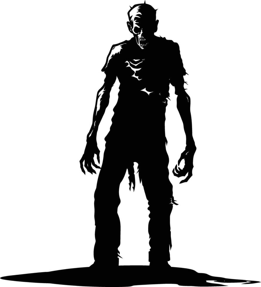 AI generated Silhouette zombie black color only full body vector