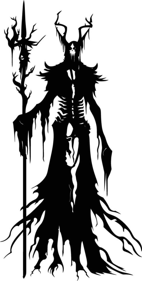 AI generated Silhouette undead lich black color only full body vector