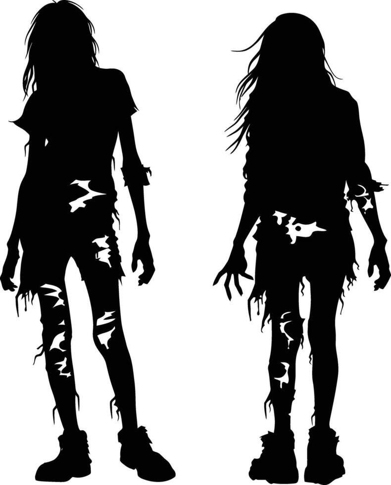 ai generado silueta zombi mujer negro color solamente lleno cuerpo vector