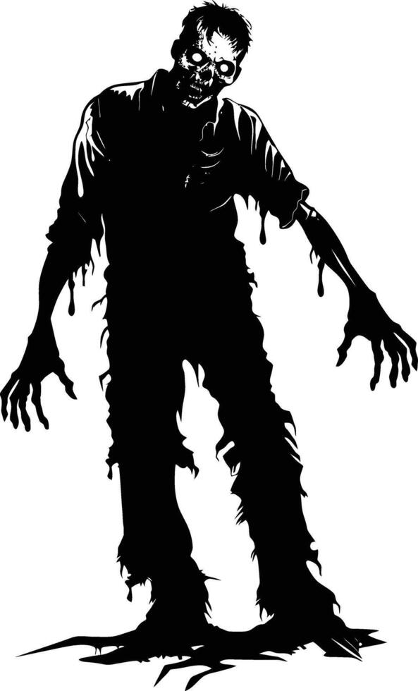 AI generated Silhouette zombie black color only full body vector