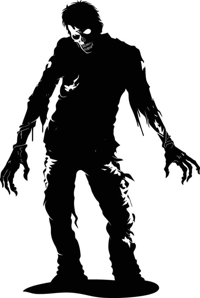 ai generado silueta zombi negro color solamente lleno cuerpo vector