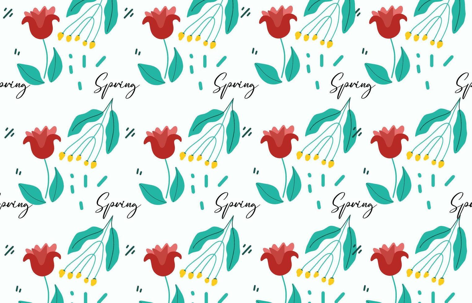 Seamless modern abstract floral pattern illustration for Fabric, Textile, Wallpaper, wall decor, Packaging design, Wrapping Paper, Wallpaper, Background. Red and Yellow flowers on white background vector