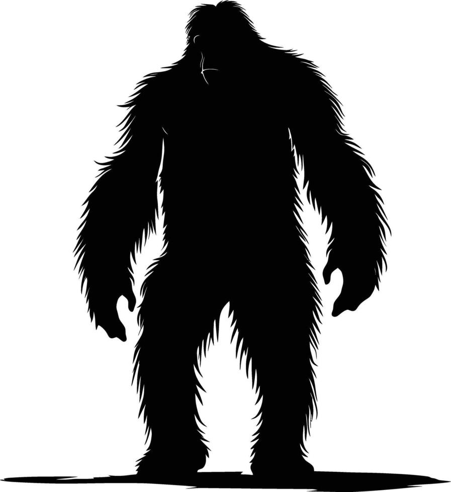 AI generated Silhouette Yeti the Mythical Creature ancient beast black color only vector