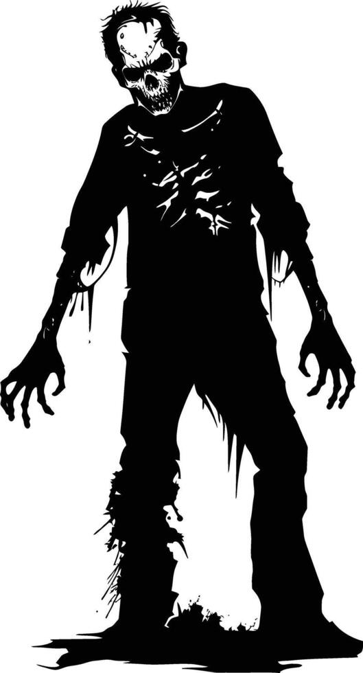 AI generated Silhouette zombie black color only full body vector