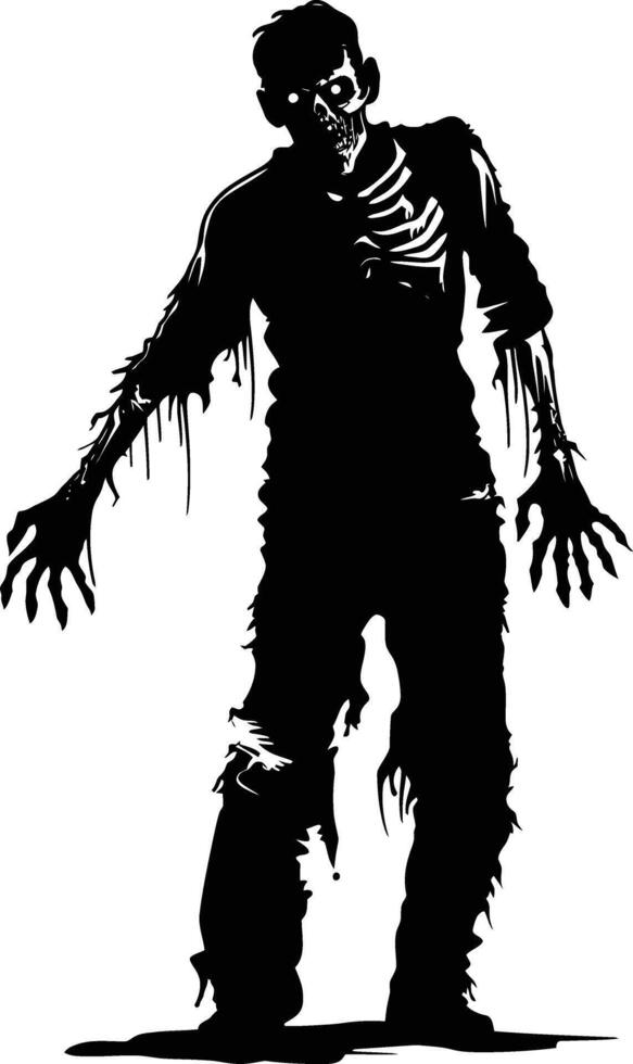 AI generated Silhouette zombie black color only full body vector