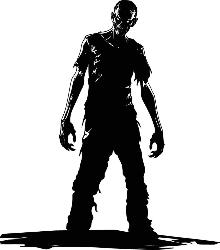 AI generated Silhouette zombie black color only full body vector