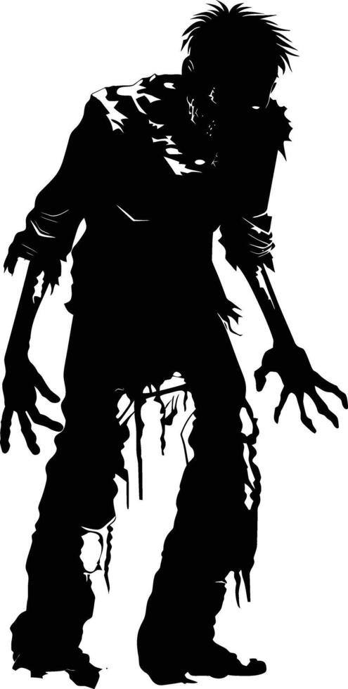 ai generado silueta zombi negro color solamente lleno cuerpo vector