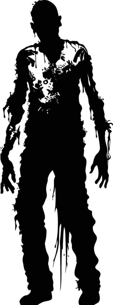 AI generated Silhouette zombie black color only full body vector