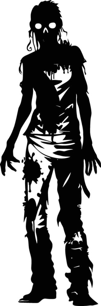 AI generated Silhouette zombie women black color only full body vector