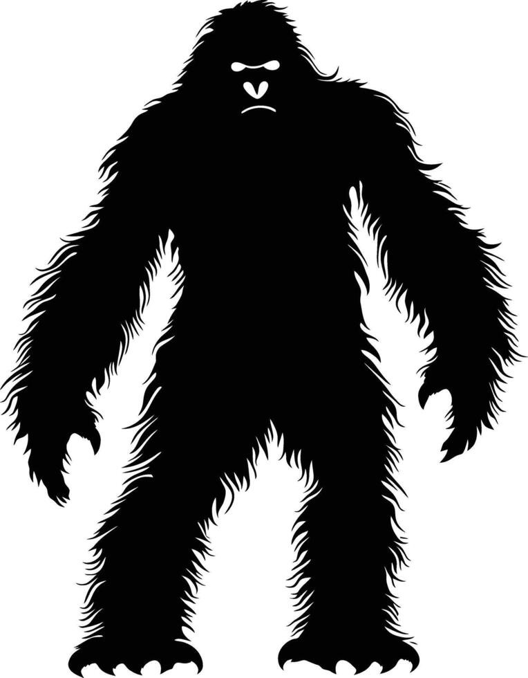 AI generated Silhouette Yeti the Mythical Creature ancient beast black color only vector