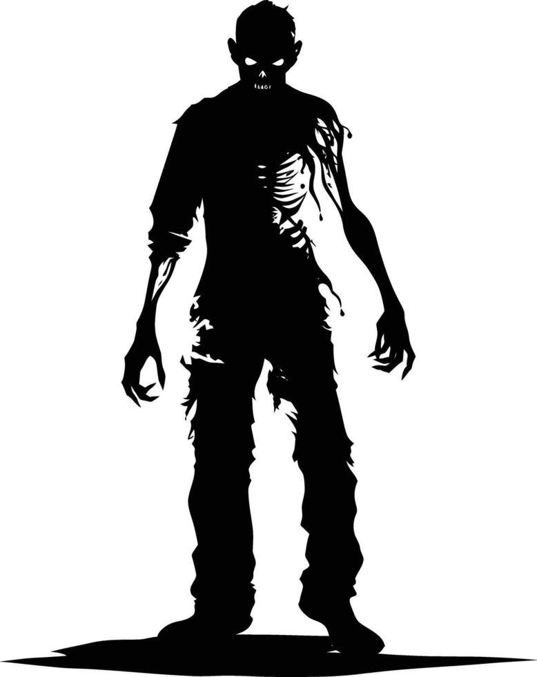 AI generated Silhouette zombie black color only full body vector