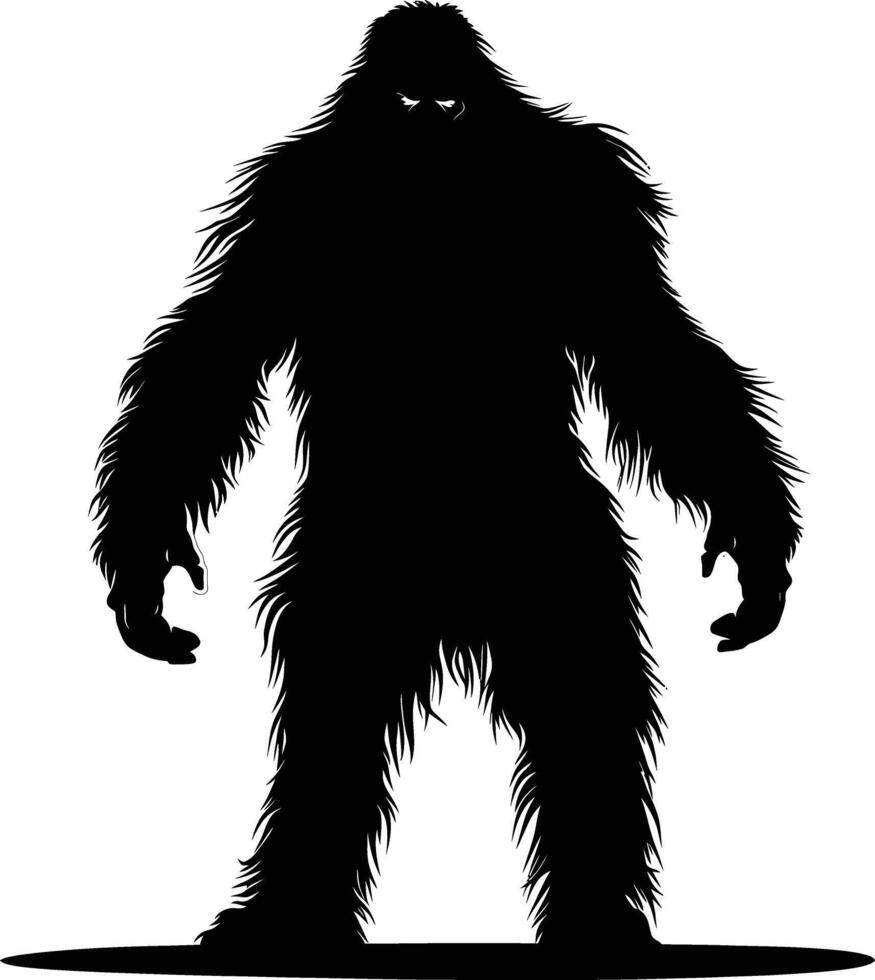 AI generated Silhouette Yeti the Mythical Creature ancient beast black color only vector