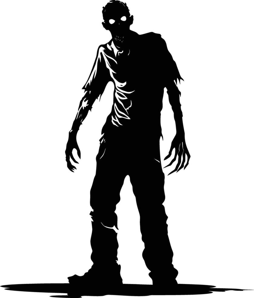AI generated Silhouette zombie black color only full body vector