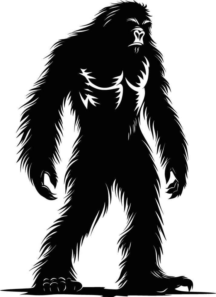 ai generado silueta yeti el mítico criatura antiguo bestia negro color solamente vector