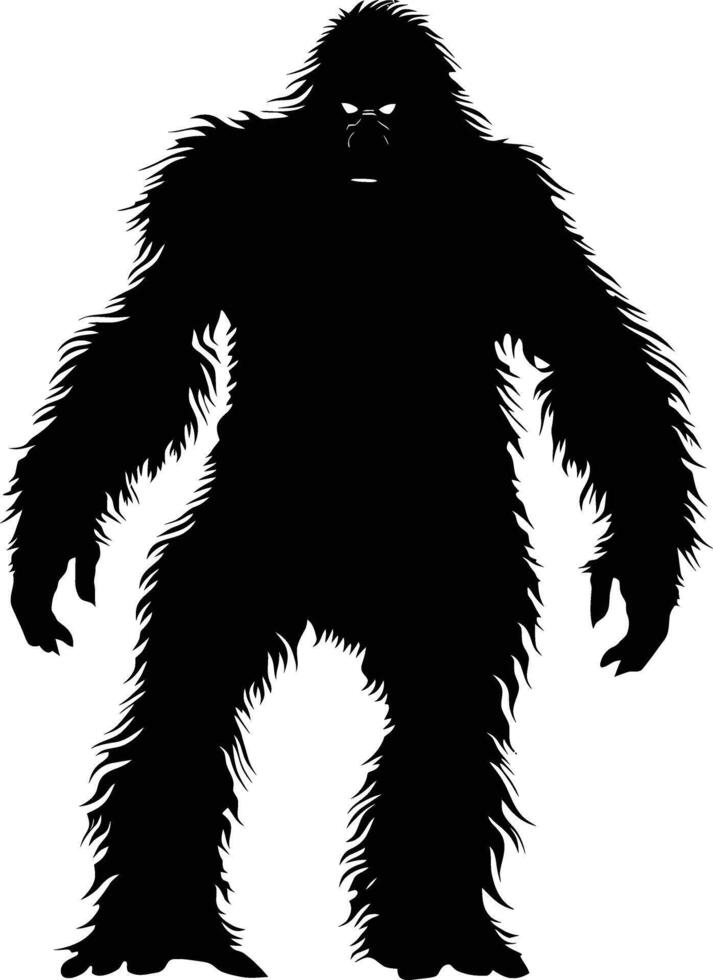 AI generated Silhouette Yeti the Mythical Creature ancient beast black color only vector