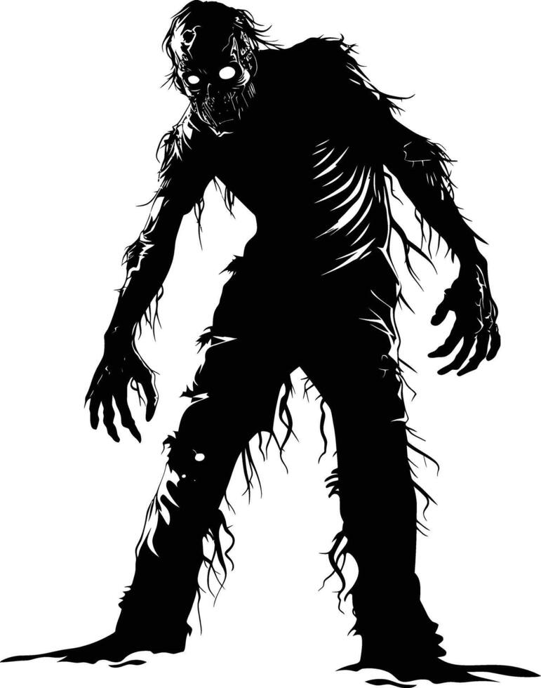 AI generated Silhouette zombie black color only full body vector