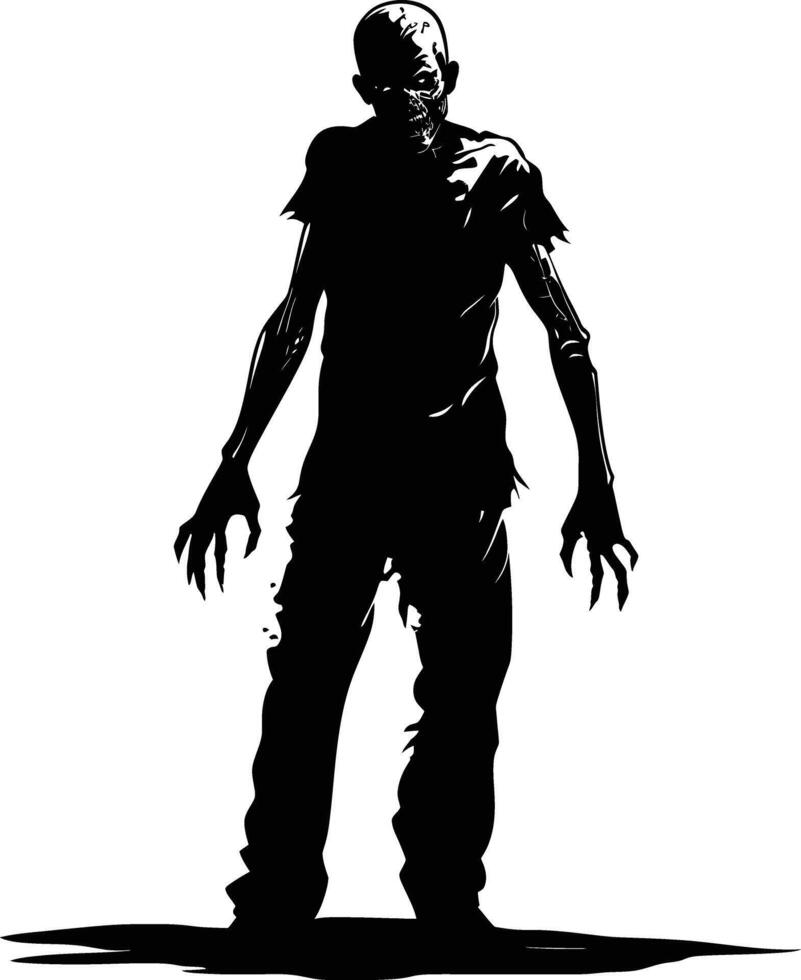 ai generado silueta zombi negro color solamente lleno cuerpo vector