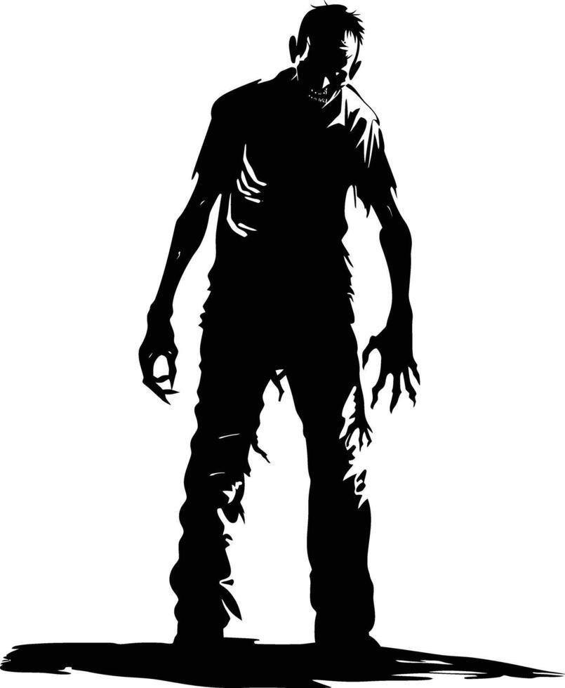 AI generated Silhouette zombie black color only full body vector