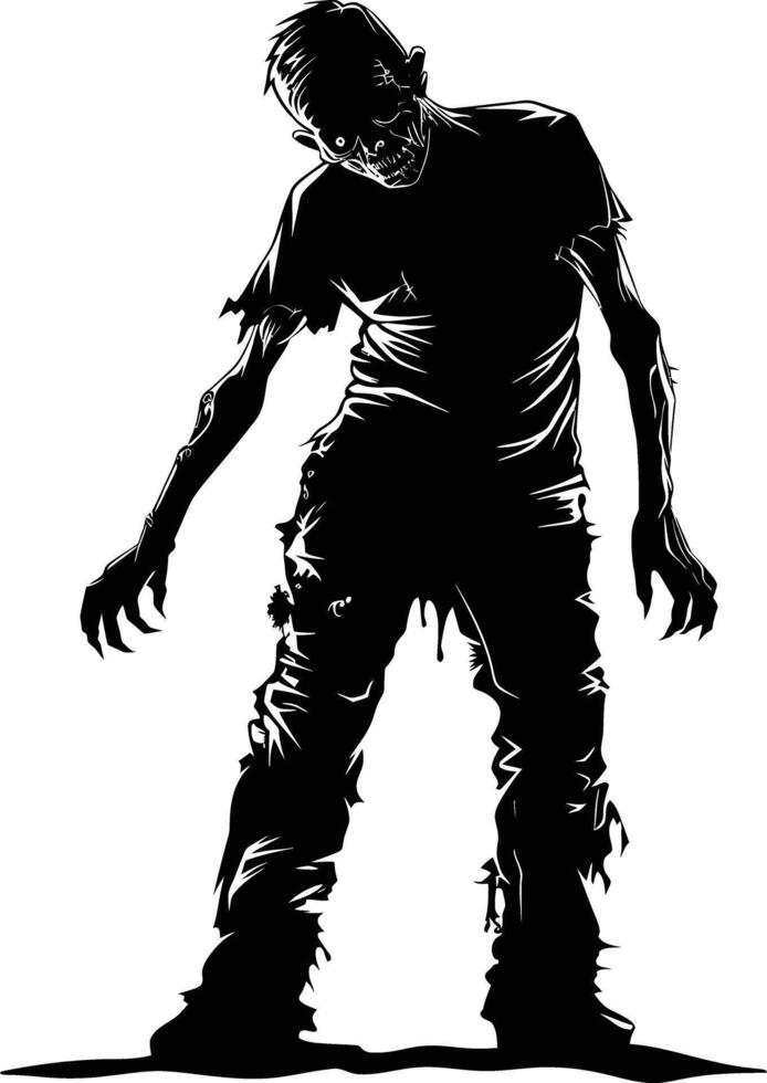 AI generated Silhouette zombie black color only full body vector