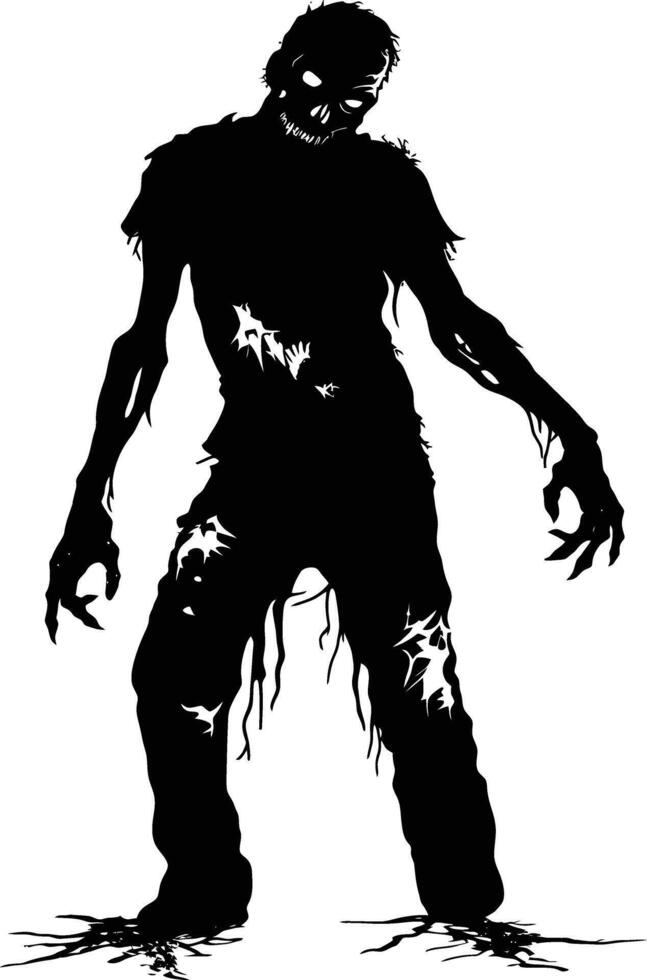 ai generado silueta zombi negro color solamente lleno cuerpo vector