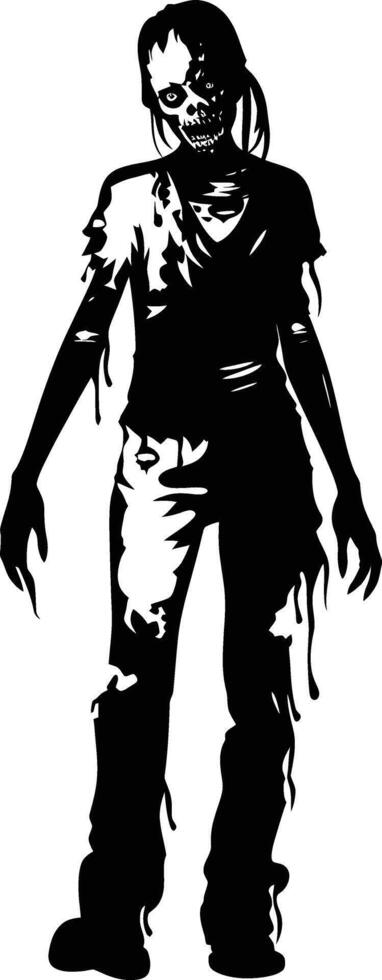 AI generated Silhouette zombie women black color only full body vector