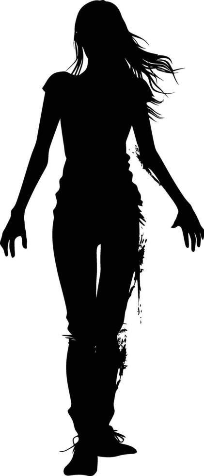 AI generated Silhouette zombie women black color only full body vector