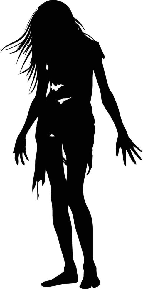 ai generado silueta zombi mujer negro color solamente lleno cuerpo vector