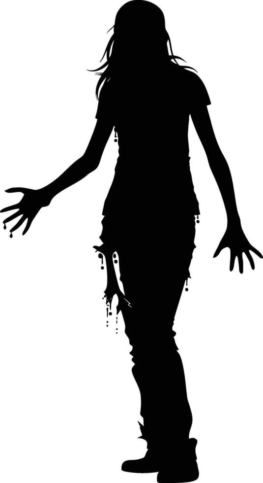 AI generated Silhouette zombie women black color only full body vector