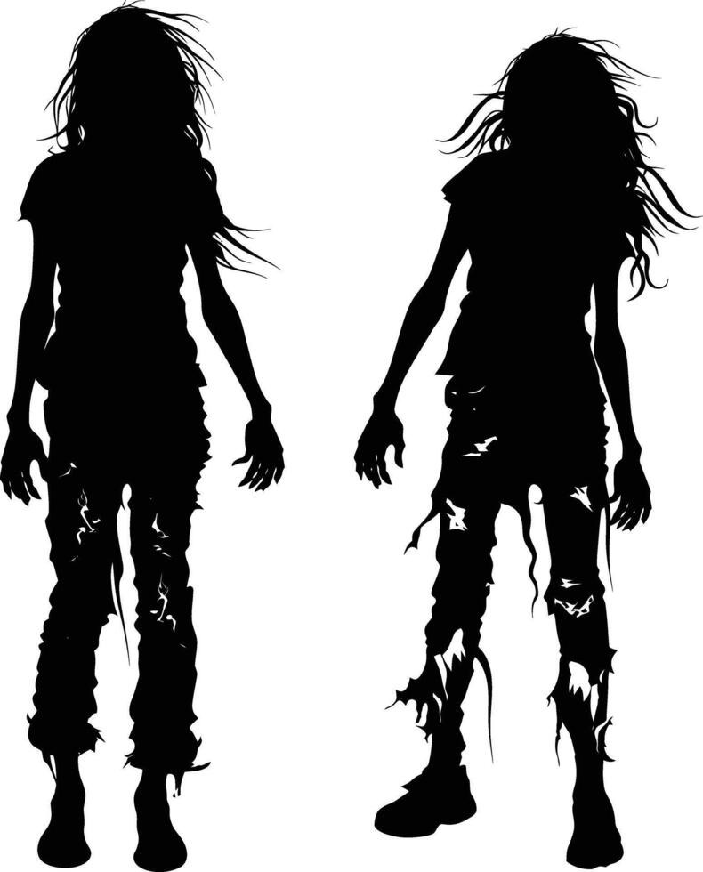 AI generated Silhouette zombie women black color only full body vector