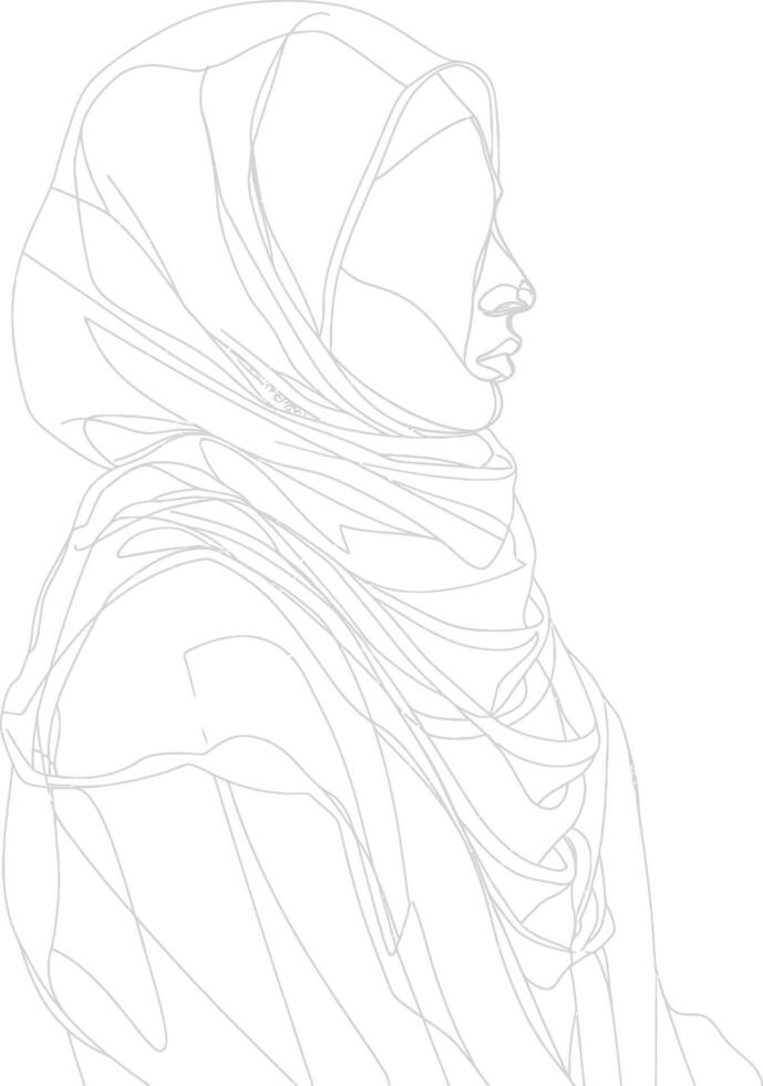 AI generated aesthetic women hijab continuous line art style symbol of women days vector