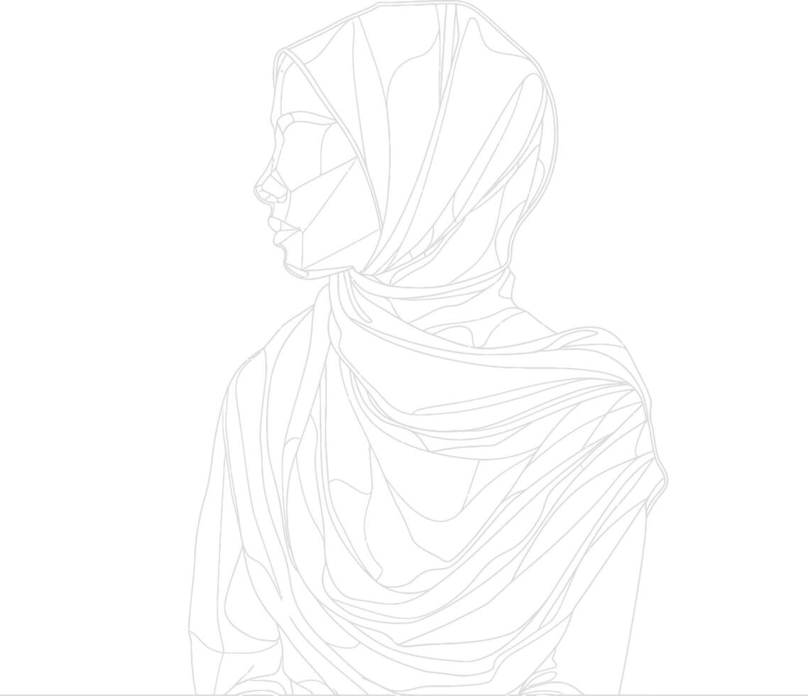 AI generated aesthetic women hijab continuous line art style symbol of women days vector