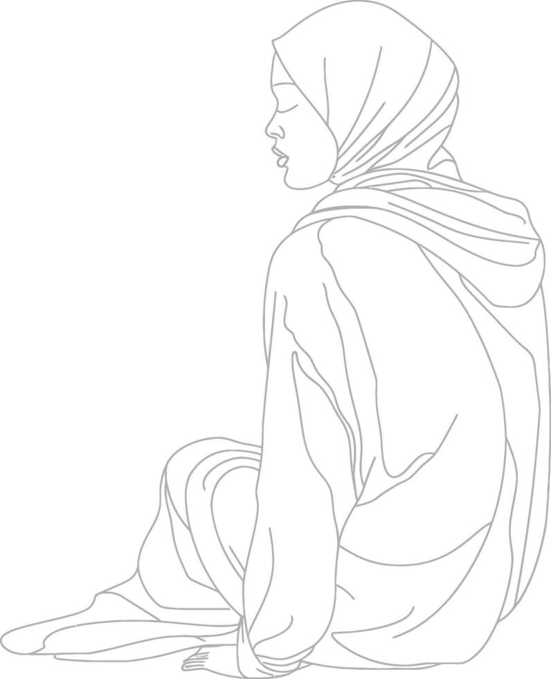 AI generated aesthetic women hijab continuous line art style symbol of women days vector