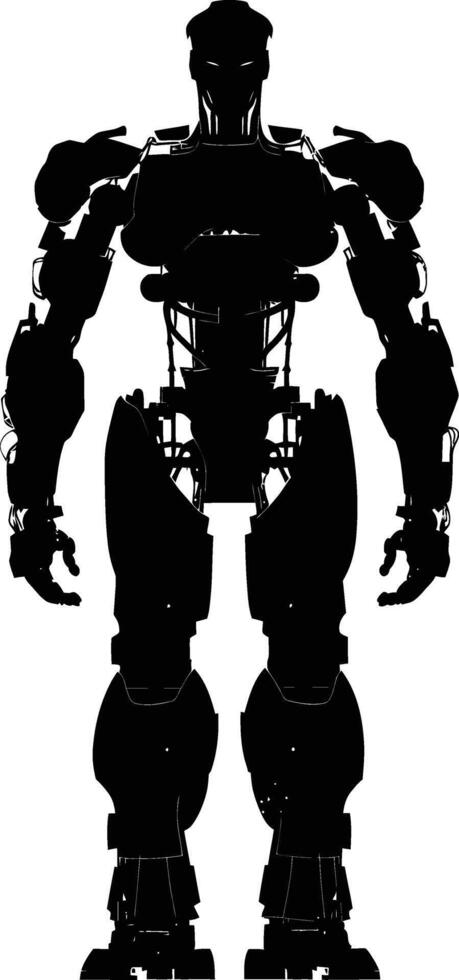 ai generado silueta robot personaje negro color solamente lleno cuerpo vector