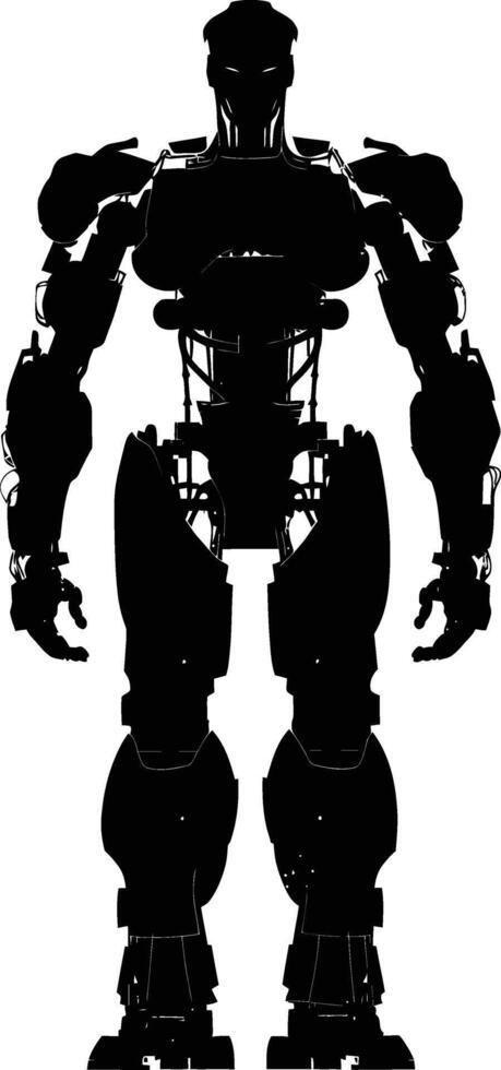 AI generated Silhouette robot character black color only full body vector