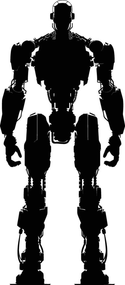 AI generated Silhouette robot character black color only full body vector